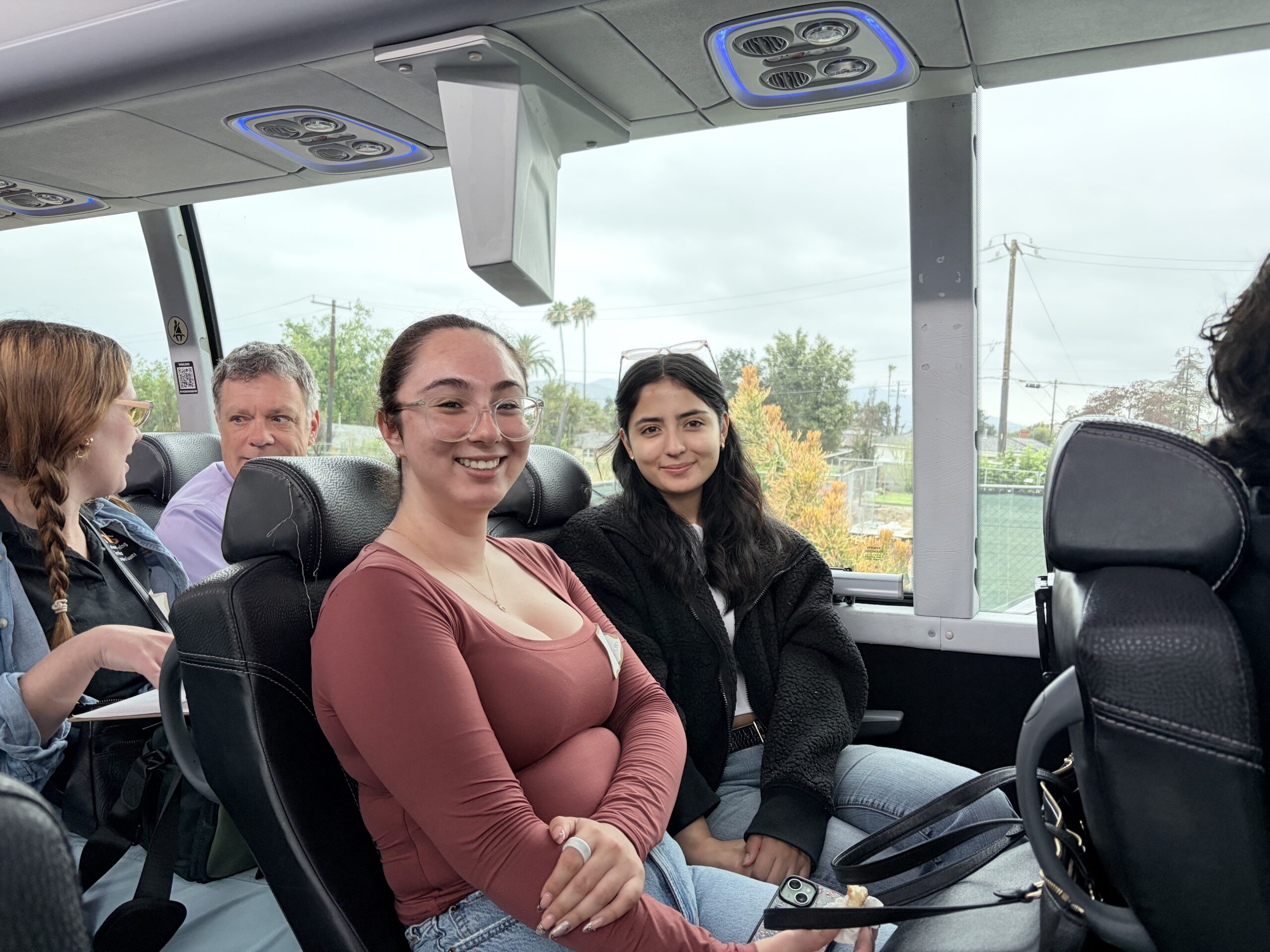 Student sitting on bus during NHSlA Recovery Tour.