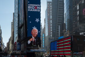 Stock image of Joe Bien on a billboard in New York